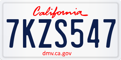 CA license plate 7KZS547