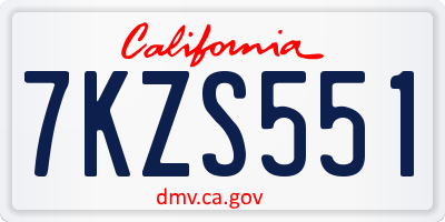 CA license plate 7KZS551