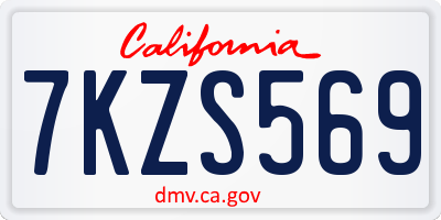 CA license plate 7KZS569