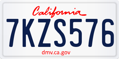 CA license plate 7KZS576