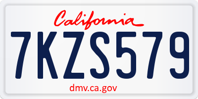CA license plate 7KZS579