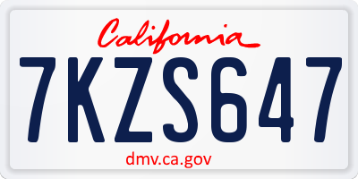 CA license plate 7KZS647
