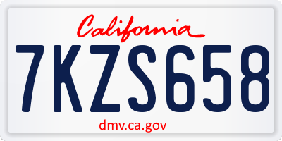 CA license plate 7KZS658