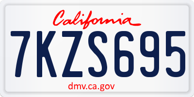 CA license plate 7KZS695