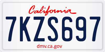 CA license plate 7KZS697