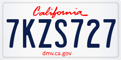 CA license plate 7KZS727