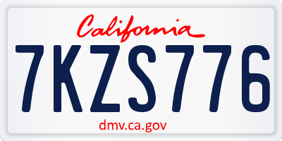 CA license plate 7KZS776