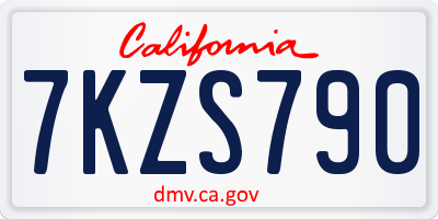 CA license plate 7KZS790