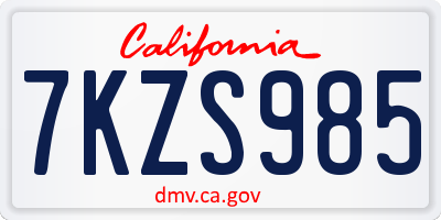 CA license plate 7KZS985