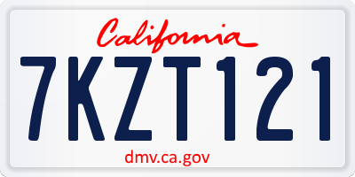 CA license plate 7KZT121