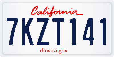 CA license plate 7KZT141