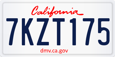 CA license plate 7KZT175