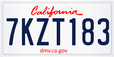 CA license plate 7KZT183