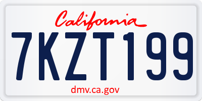 CA license plate 7KZT199