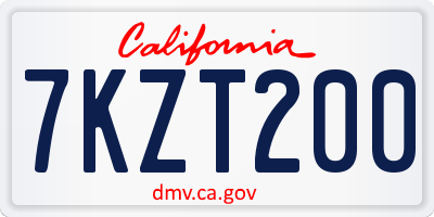 CA license plate 7KZT200