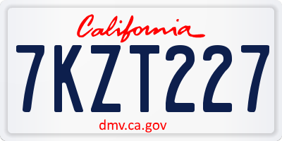 CA license plate 7KZT227
