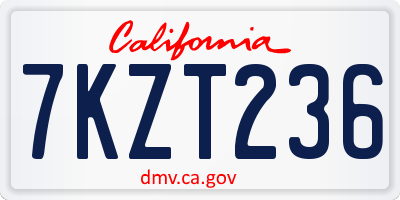CA license plate 7KZT236