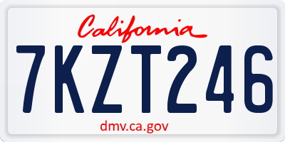 CA license plate 7KZT246