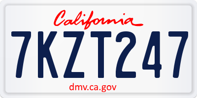 CA license plate 7KZT247