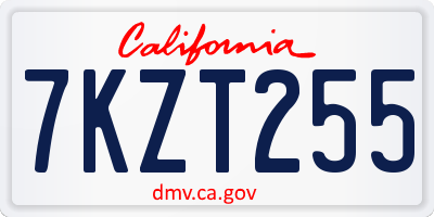 CA license plate 7KZT255