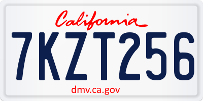 CA license plate 7KZT256