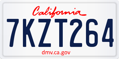 CA license plate 7KZT264