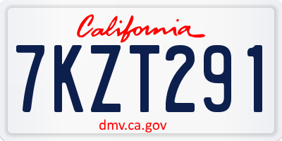 CA license plate 7KZT291