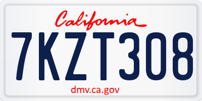 CA license plate 7KZT308