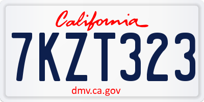 CA license plate 7KZT323