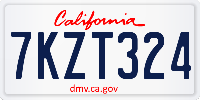 CA license plate 7KZT324