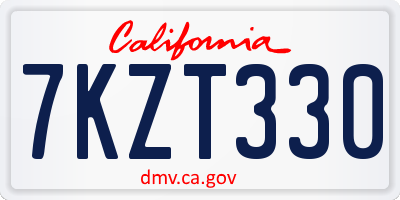 CA license plate 7KZT330
