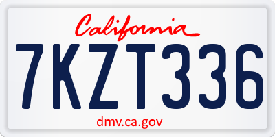 CA license plate 7KZT336