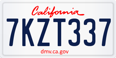 CA license plate 7KZT337