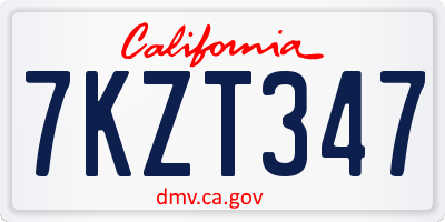 CA license plate 7KZT347