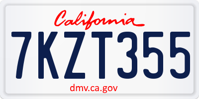 CA license plate 7KZT355