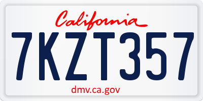 CA license plate 7KZT357