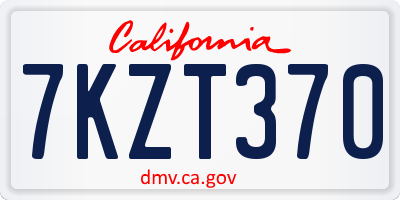 CA license plate 7KZT370