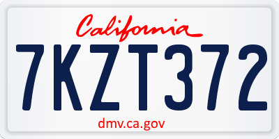 CA license plate 7KZT372