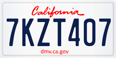 CA license plate 7KZT407