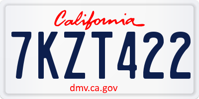 CA license plate 7KZT422