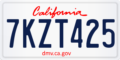 CA license plate 7KZT425