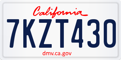 CA license plate 7KZT430