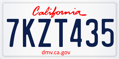 CA license plate 7KZT435