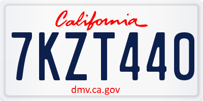 CA license plate 7KZT440