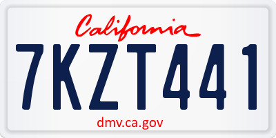 CA license plate 7KZT441
