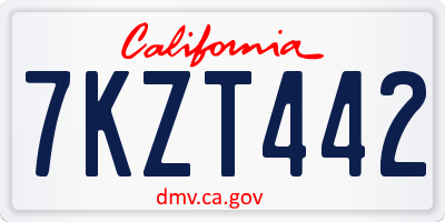 CA license plate 7KZT442