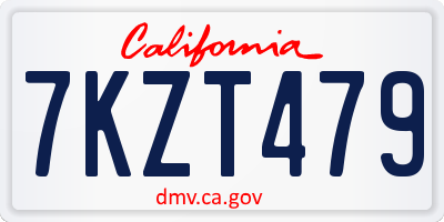 CA license plate 7KZT479