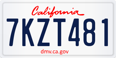 CA license plate 7KZT481