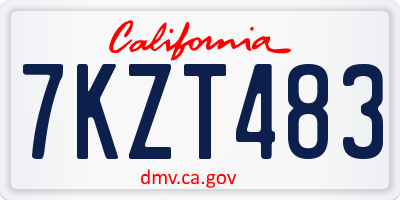 CA license plate 7KZT483
