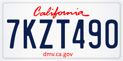 CA license plate 7KZT490